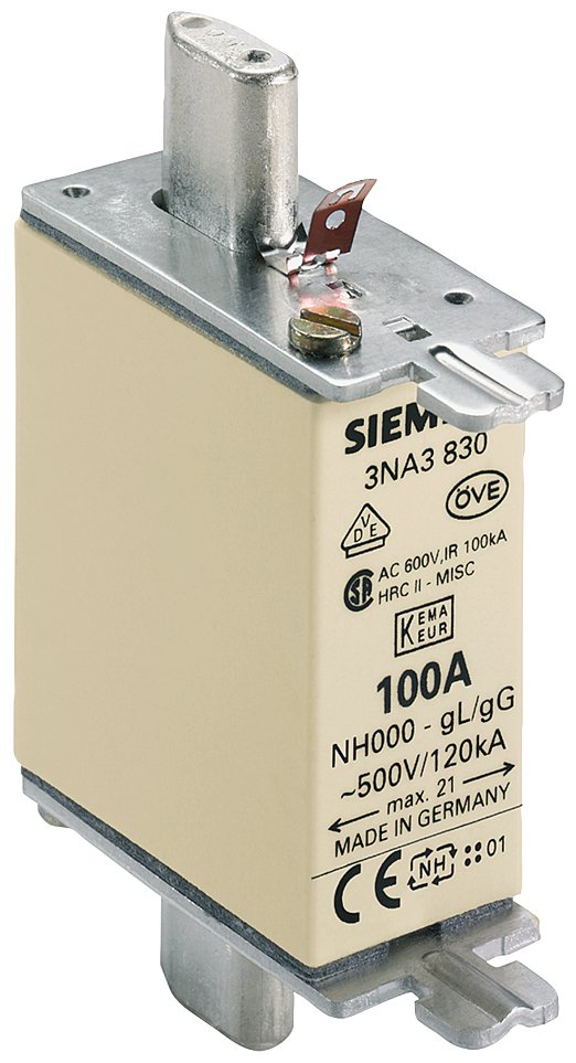 Siemens 3na3830 Nh000 100a 500vac 250dc Gl Gg Sicherung Spannungsfhrend