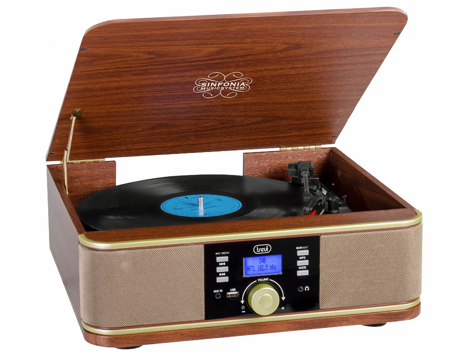 Stereo Turntable Dab+ Bluetooth Usb Aux-In Trevi Tt 1042 Dab