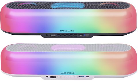 Barra Sonido Bluetooth Rgb Msb-Orb Rgb 360º Negro Mars Gaming 20w/ Bluetooth 5.2, Aux-In, Fm Y Transflash/ Iluminación Rgb 360º/ Batería De 2400mah