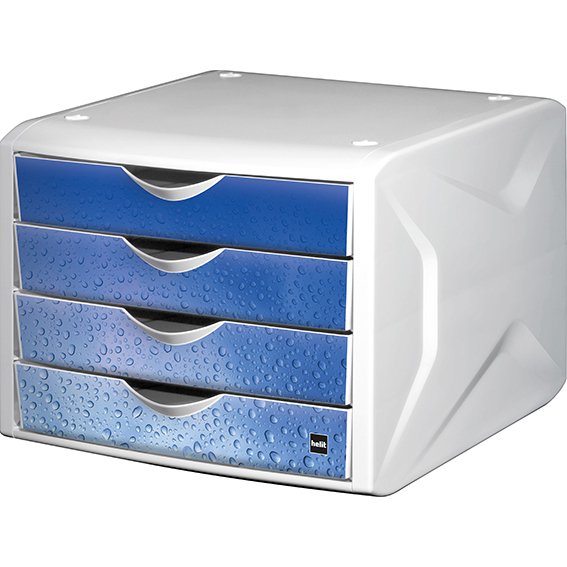 Helit H6129634 - 4 Cajón N - Plástico - Azul - Blanco - 1 Ud.