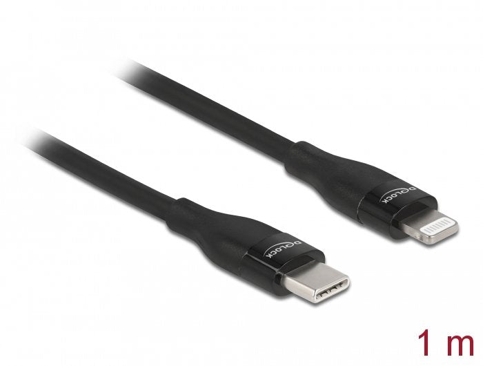 Delock Daten- Und Ladecable Usb Type-C Zu Lightning Für Iphone, Ipad Und Ipod Schwarz 1 M Mfi