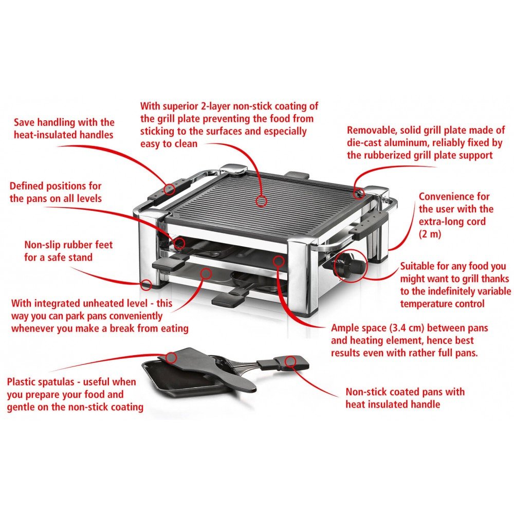 EAN 4001797238009 - Rommelsbacher RCC 1000 parrilla de interior 4 personas(s) 1000 W Negro, Cromo imagen 5