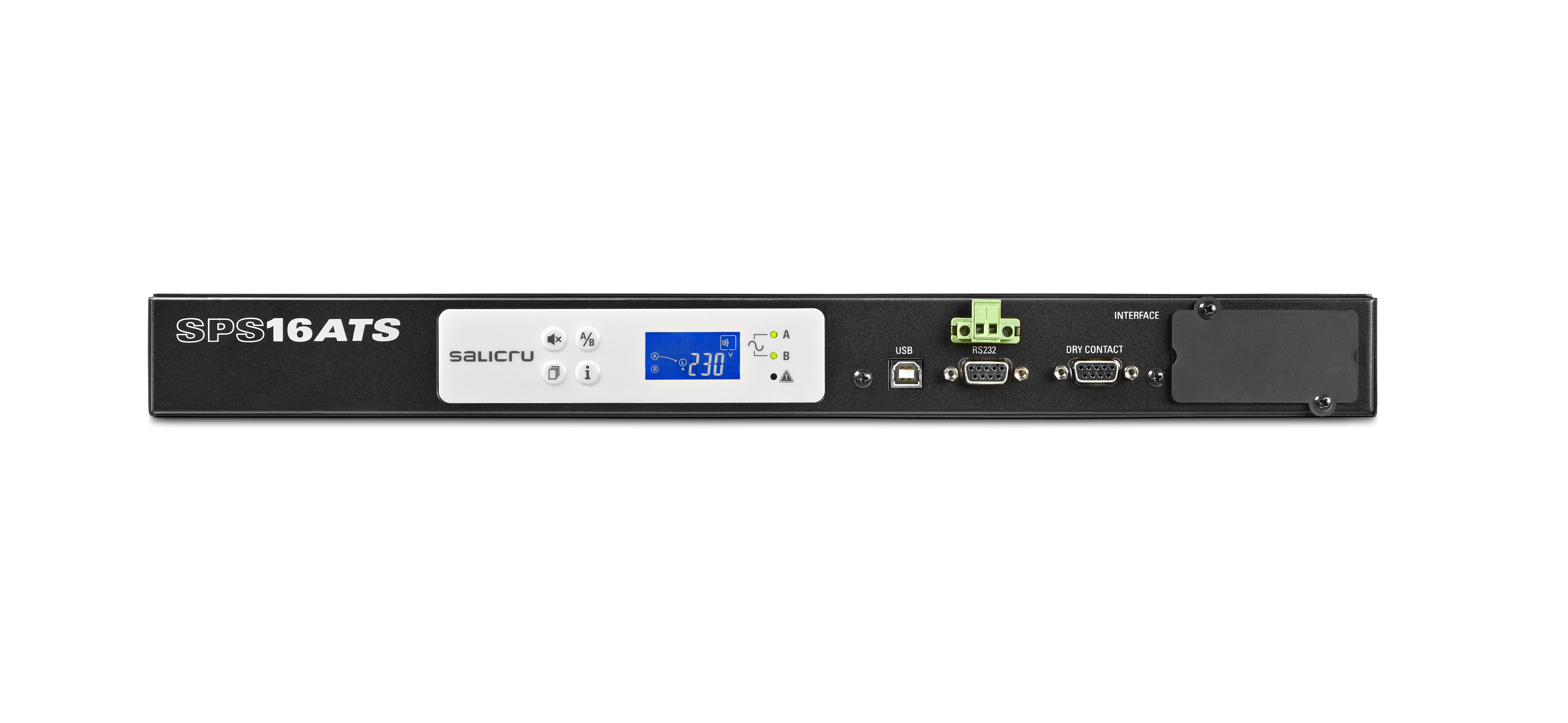 Sistema De Transferencia Automático Salicru Sps.16.Ats 16a Panel Lcd Entrada 2*Iec Salida 1*Iec Rs232 Usb 1u