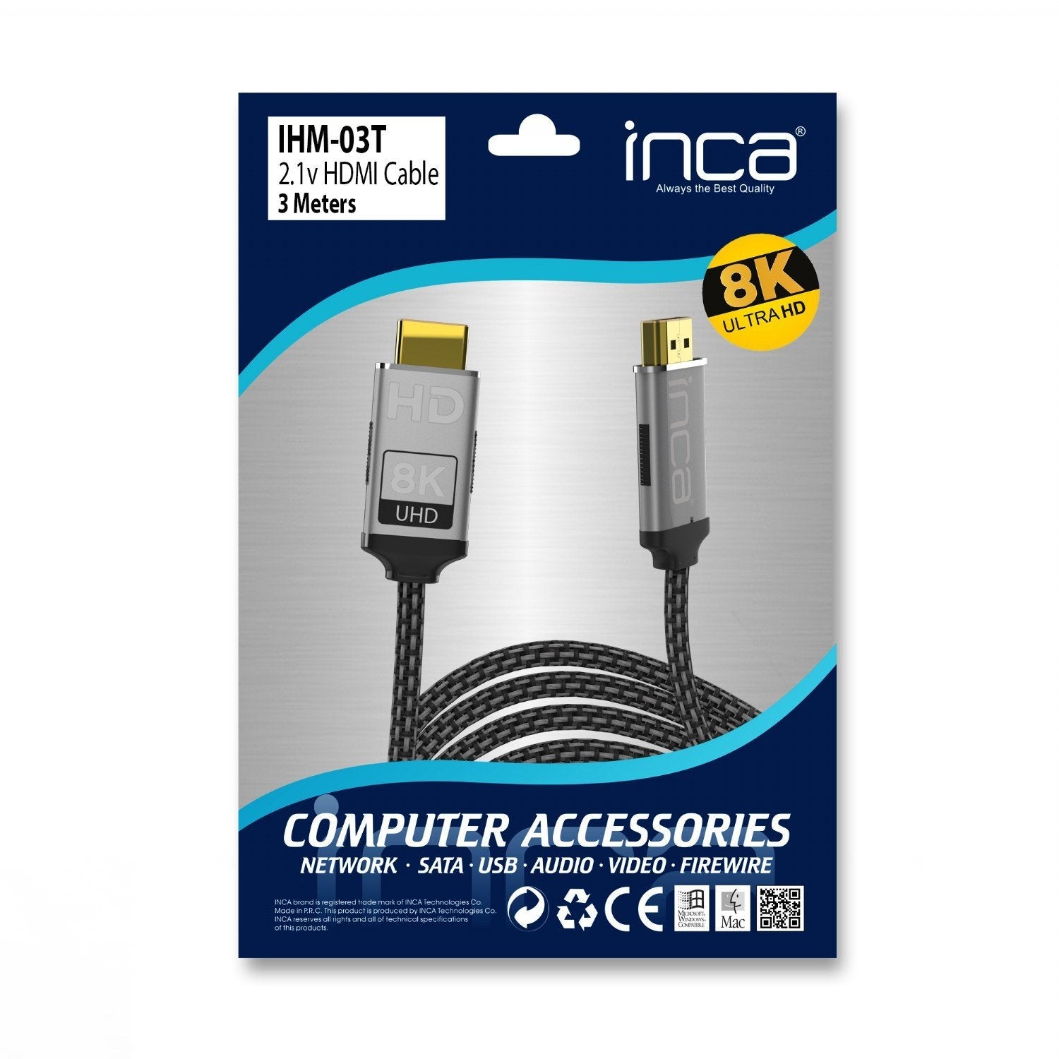 Cable Inca Hdmi Ihm-03t 2.1 Alta Velocidad 3m