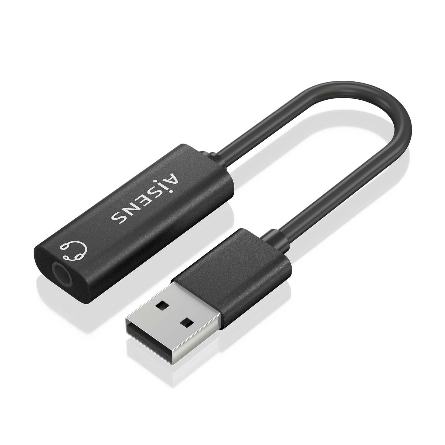 Aisens Conversor Usb-A A Audio 48khz - Usb-A/M-Jack 3.5/H - 10cm - Negro