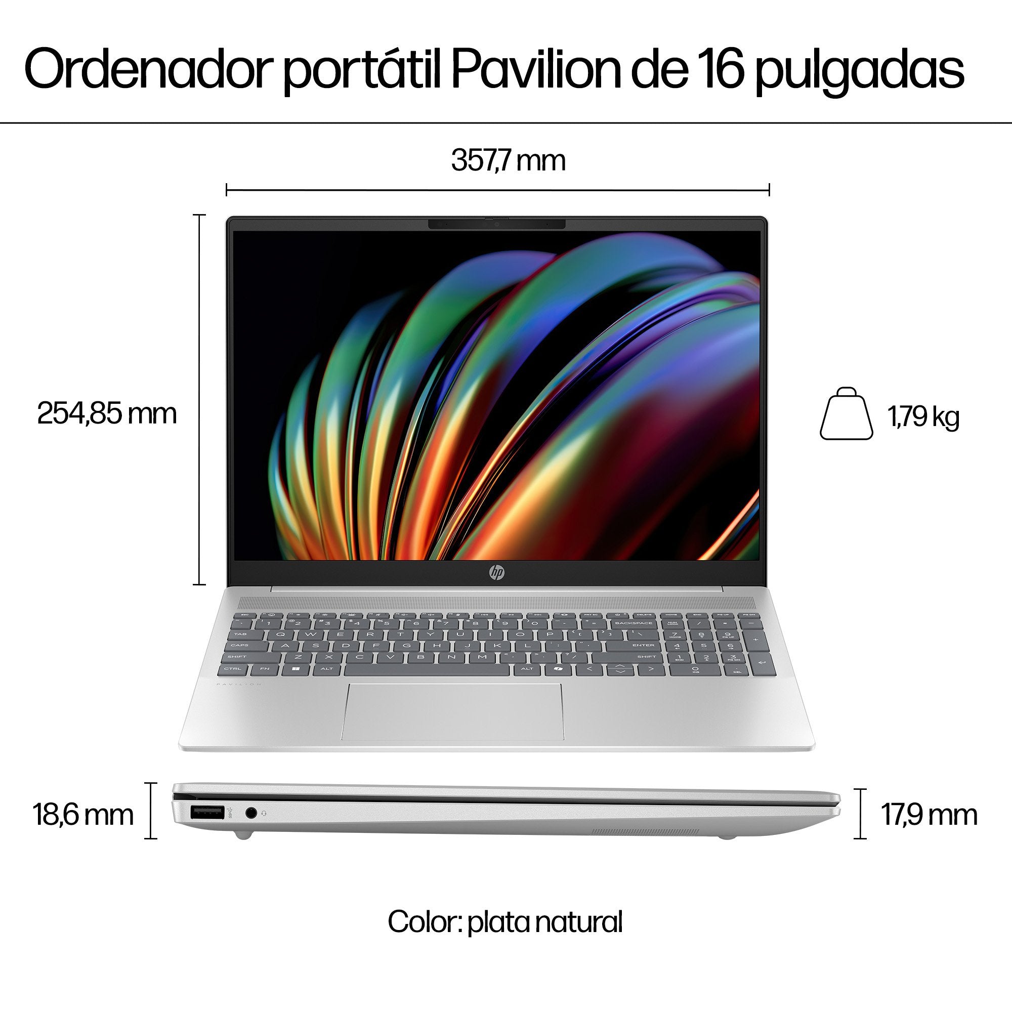EAN 0198701576372 - HP Pavilion 16-af0022ns Intel Core Ultra 5 125U Portátil 40,6 cm (16") 2K 16 GB LPDDR5x-SDRAM 512 GB SSD imagen 6