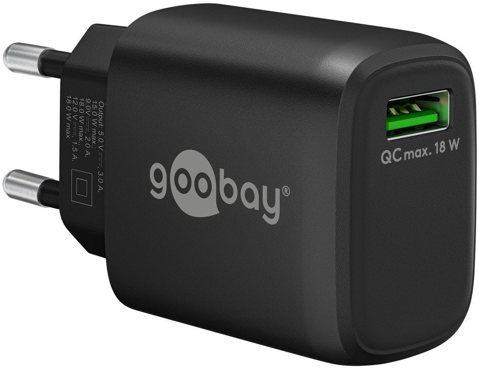 Cargador Rápido Goobay Usb-A Qc (18 W) Negro 61671