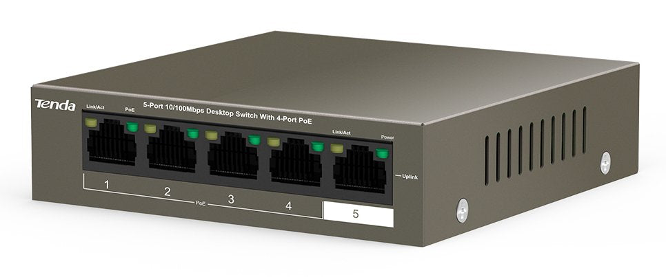 Tenda Switch 5 Puertos Fe Tef1105-4-63w 58w (4x Poe)