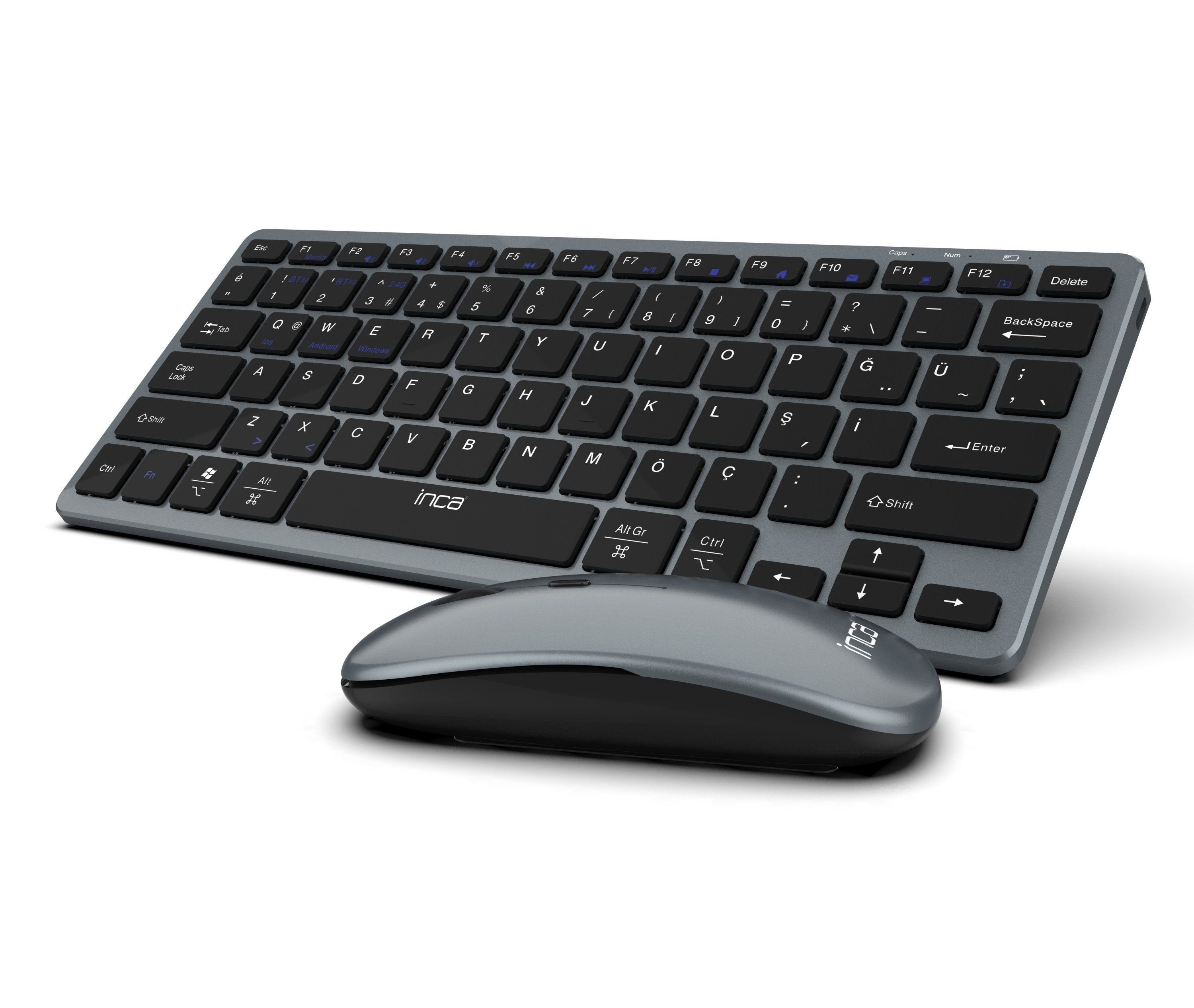 Teclado Aleman + Ratón Inca Ibk-572bt Rf Wireless + Bluetooth Negro