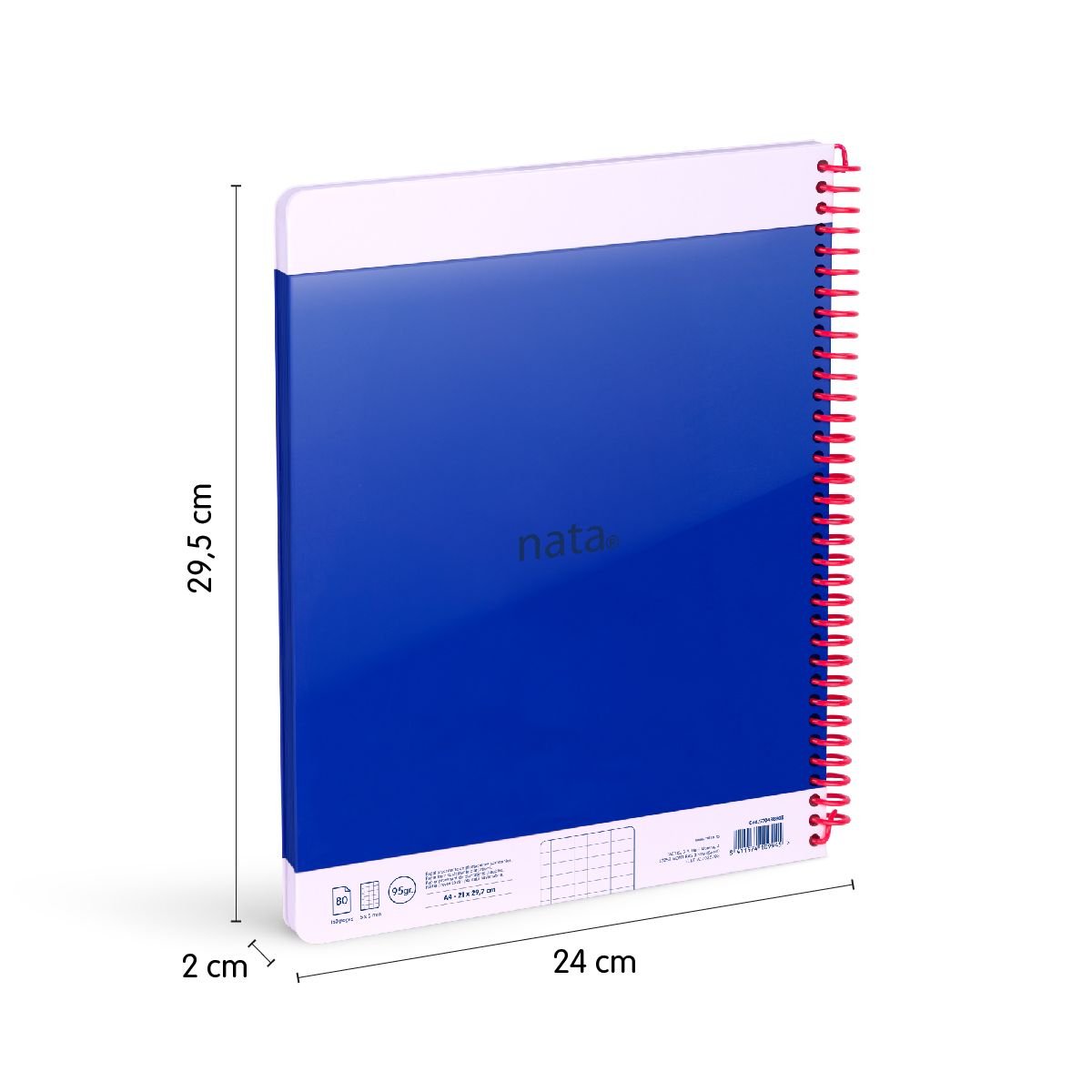 Milan Cuaderno Espiral A4 80h 95gr 5x5mm Tapa Dura Colección Nata® 624 Since 1918 Azul
