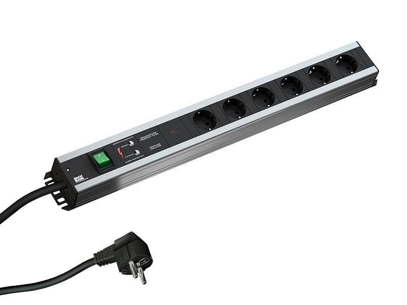 Bachmann Regleta 6 Tomas 90° Negro 2,0m. Con Interruptor