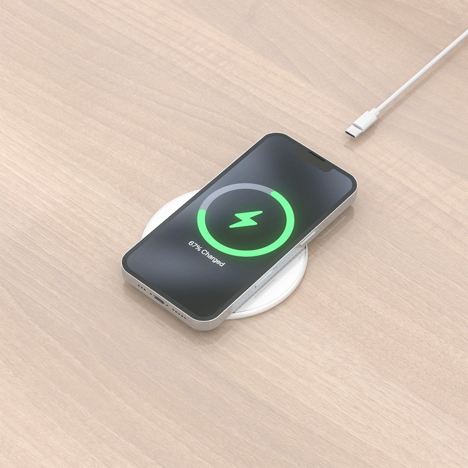 Aisens Cargador Inalambrico Usb-C 15w Para Movil, Blanco