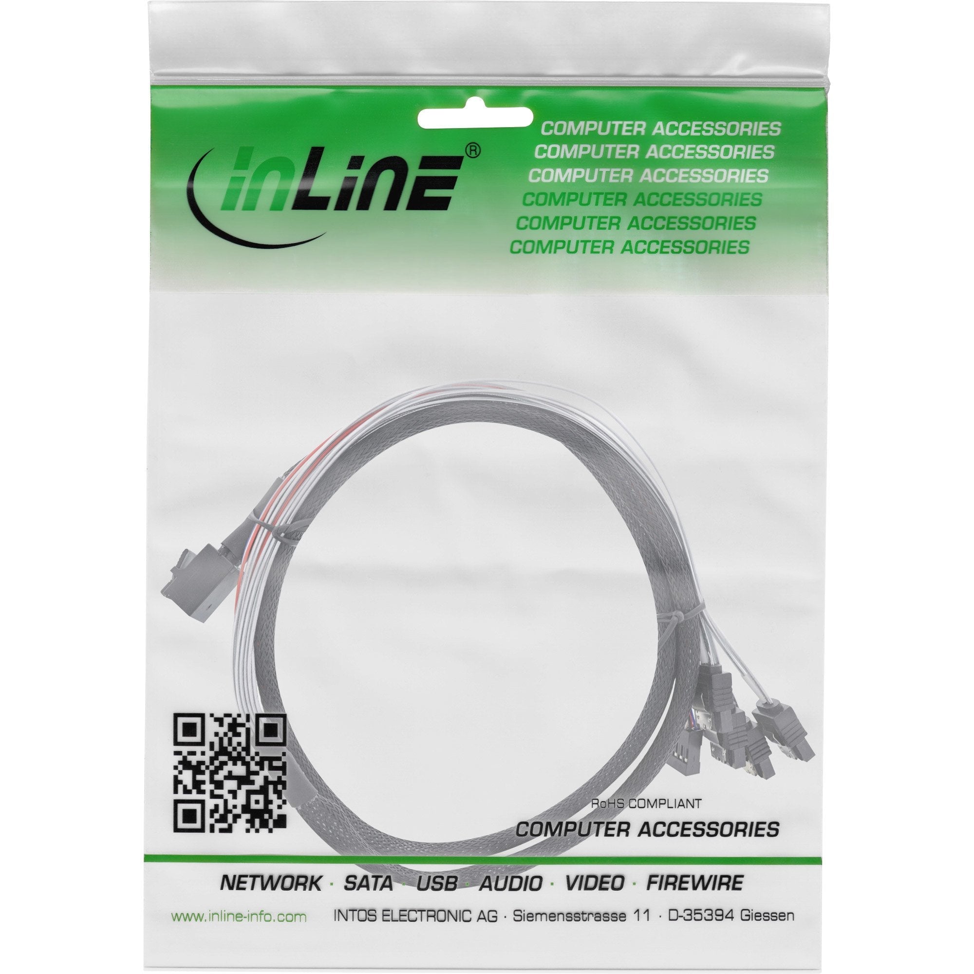 Cable Inline Mini Sas Hd Sff-8643 A 4x Sata + Banda Lateral 1m