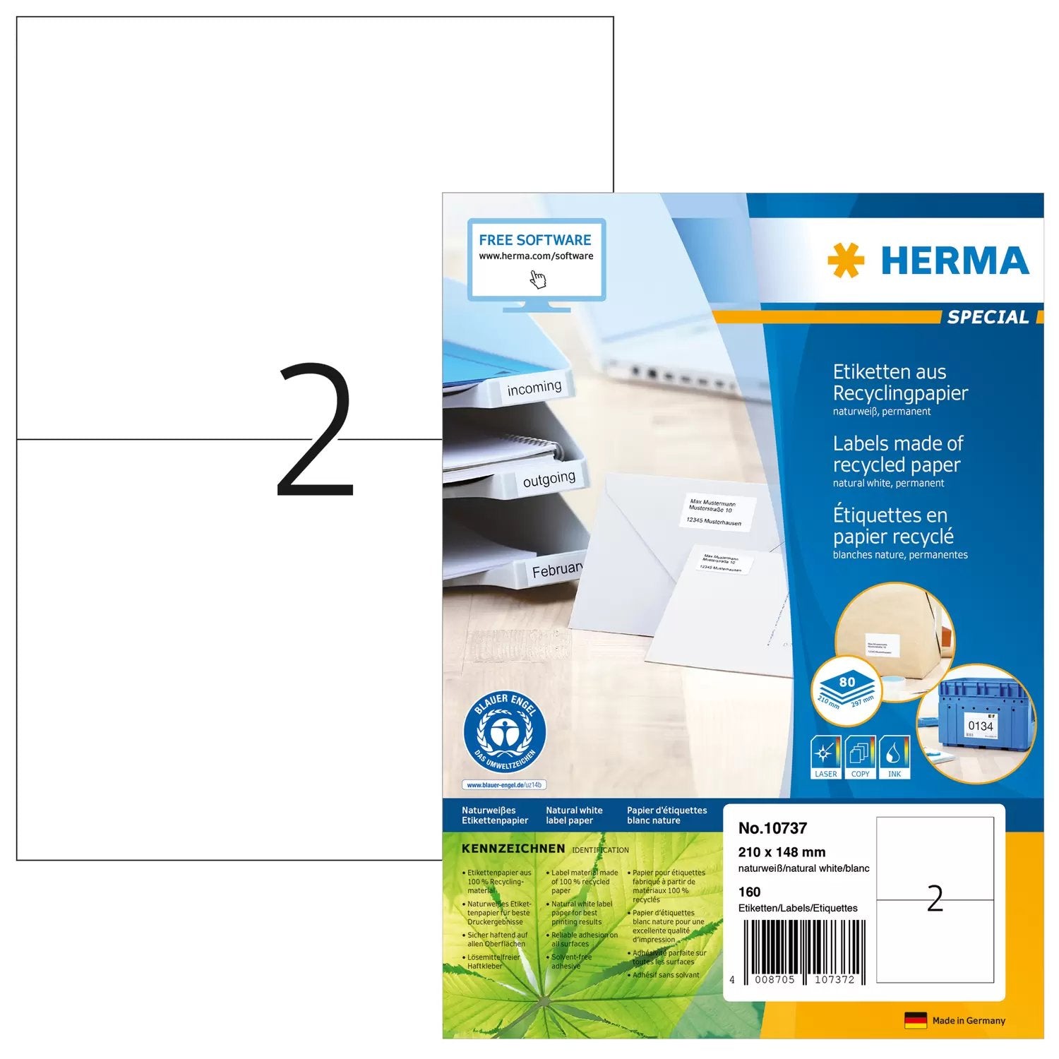 EAN 4008705107372 - HERMA 10737 etiqueta de impresora Blanco Etiqueta para impresora autoadhesiva imagen 1