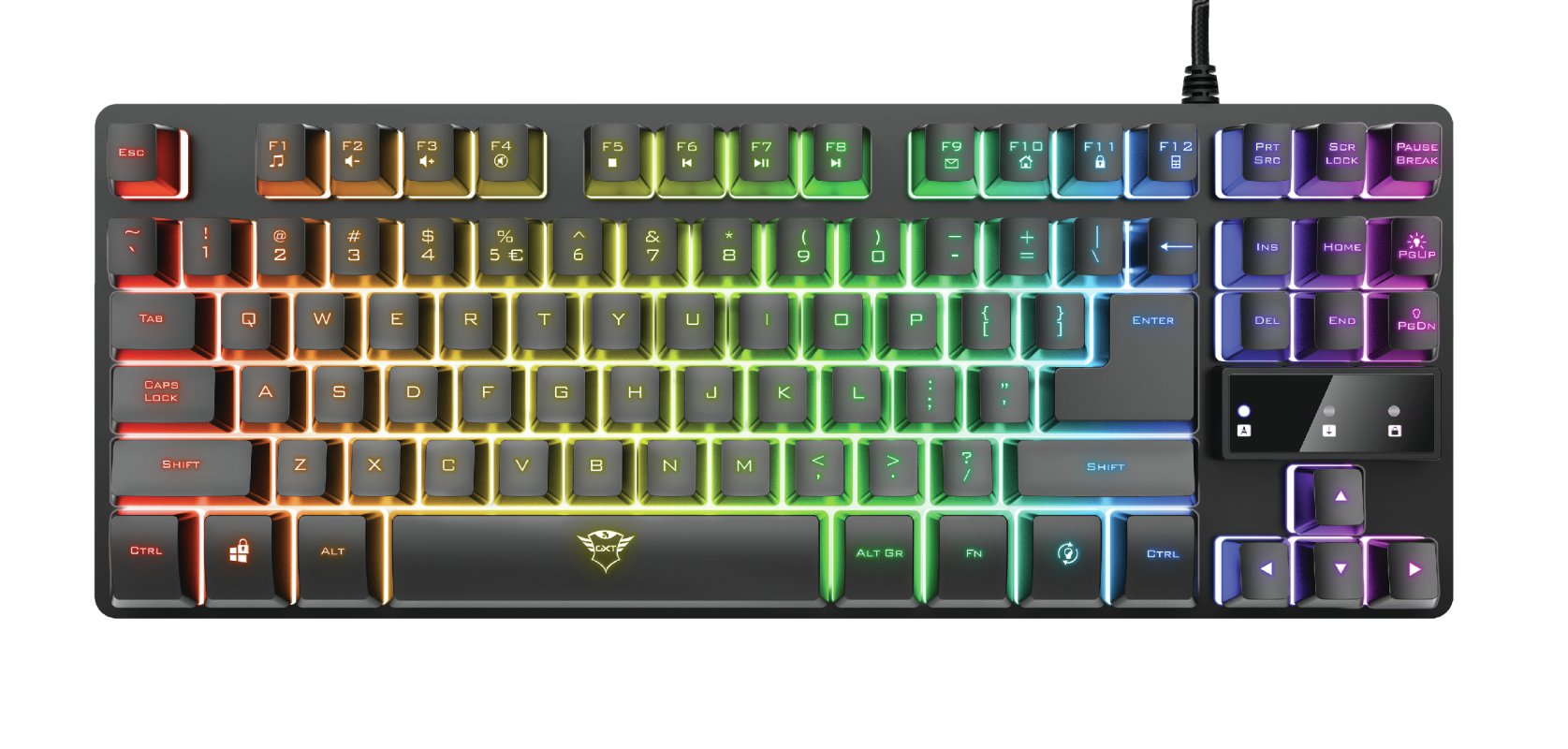 Teclado Trust Gaming Gxt 833 Thado Metalico Compacto Iluminacion Led Multicolor Anti-Ghosting 12 Tecl.Multimedia Usb 23698