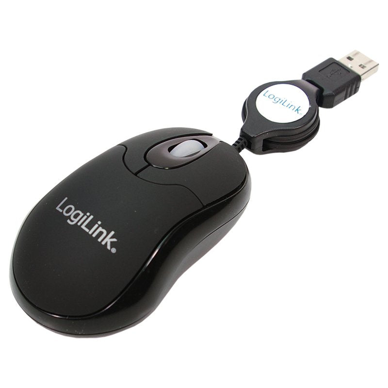 Logilink Raton Optico 800 Dpi Led Con Cable Retractable Usb Negro Id0016