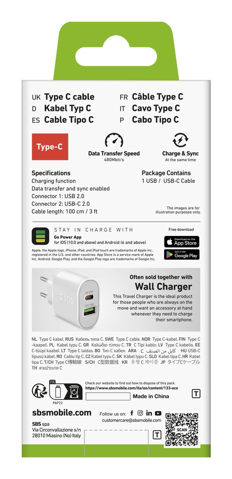 EAN 8018417457654 - SBS TECABLEMICROC10W cable USB USB 2.0 1 m USB A USB C Blanco imagen 5