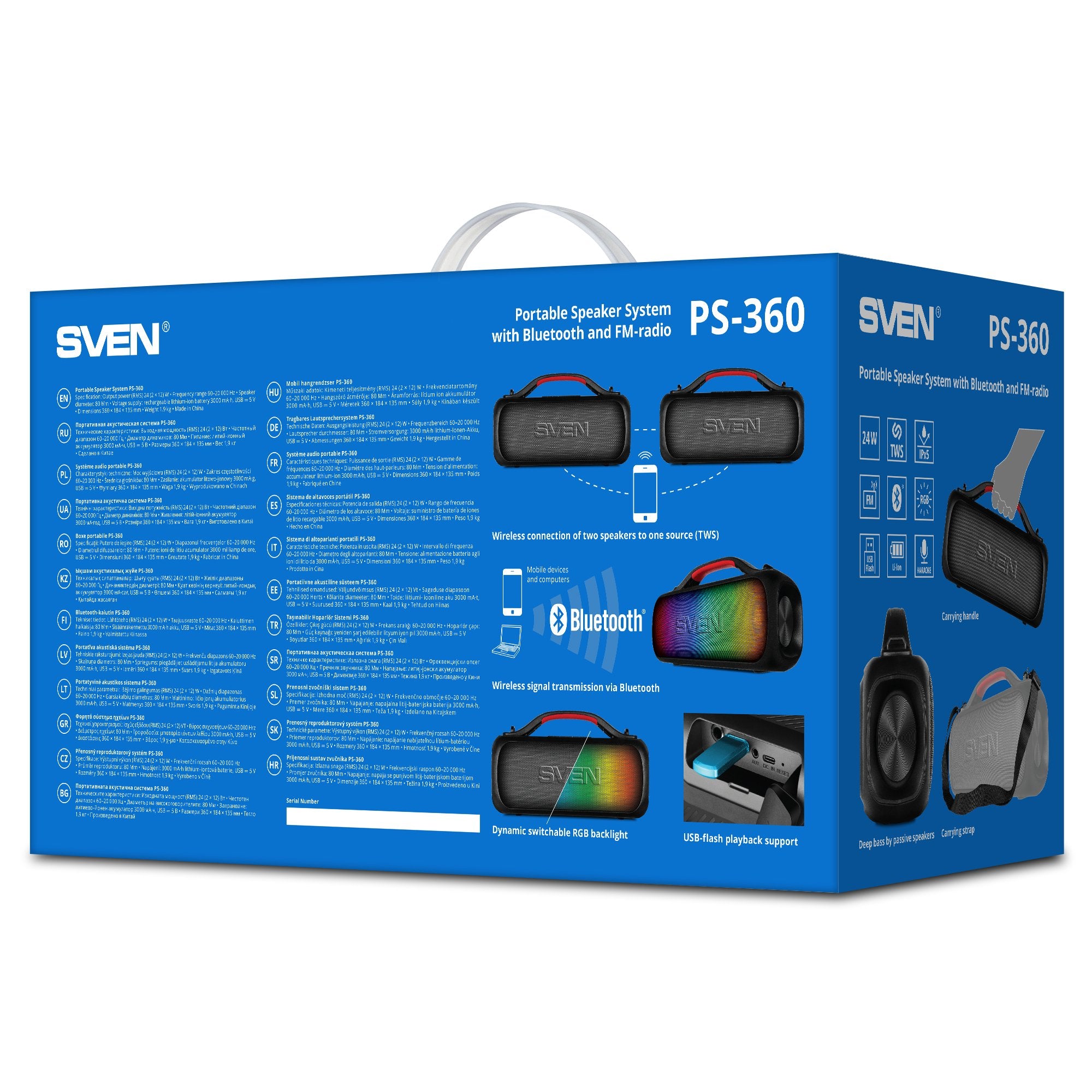EAN 6438162021740 - SVEN PS-360 altavoz portátil o de fiesta Altavoz monofónico portátil Negro 24 W imagen 13