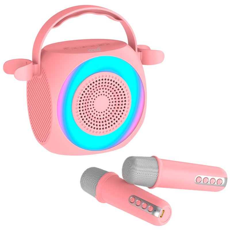 Cool Altavoz Bluetooth Universal Musica 6w Mini Karaoke Party + 2 Microfonos Rosa