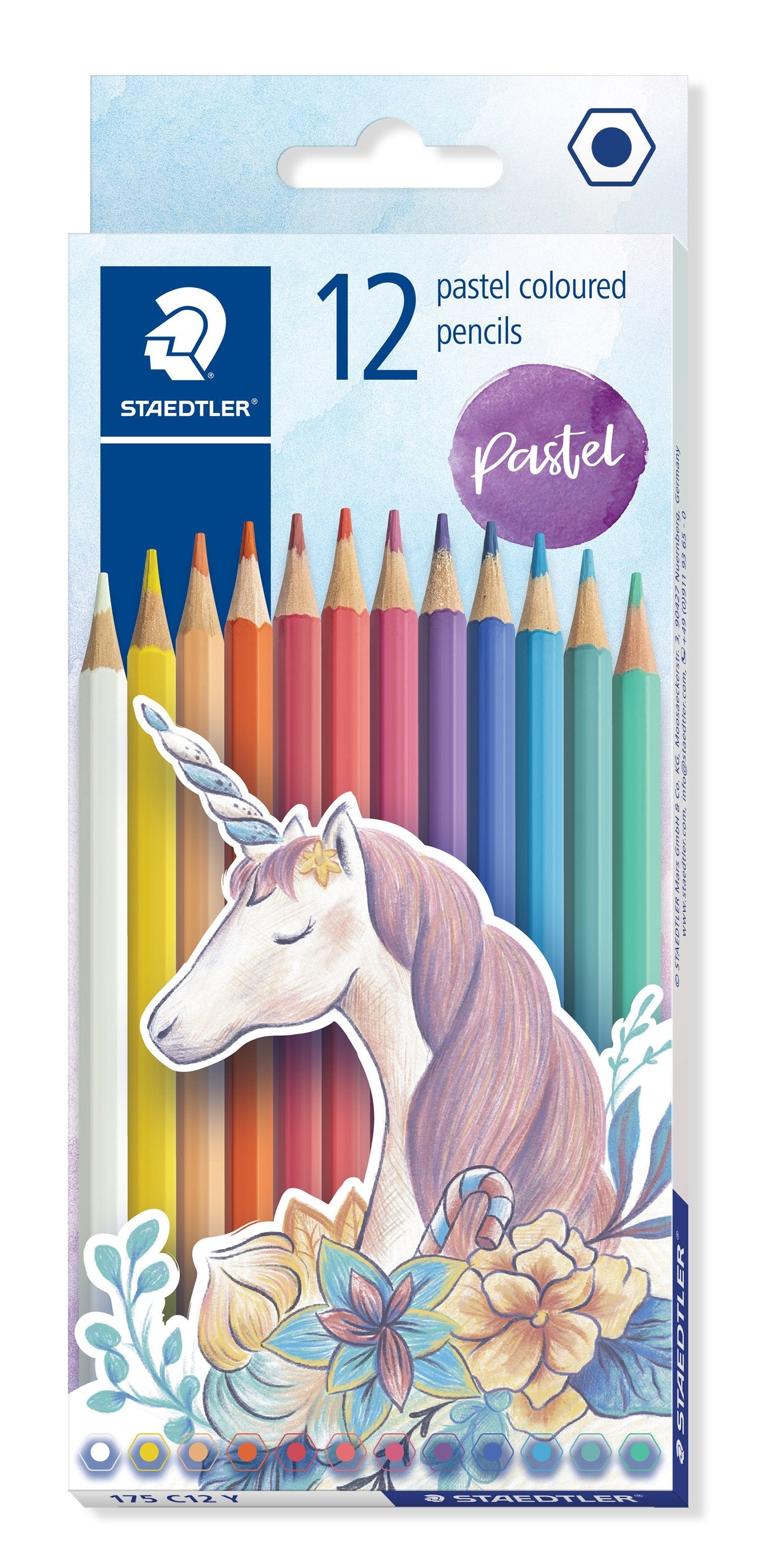 Staedtler 175 Pack Con 12 Lapices Hexagonales De Colores Pastel - Facilidad De Afilado - Colores Pastel Surtidos