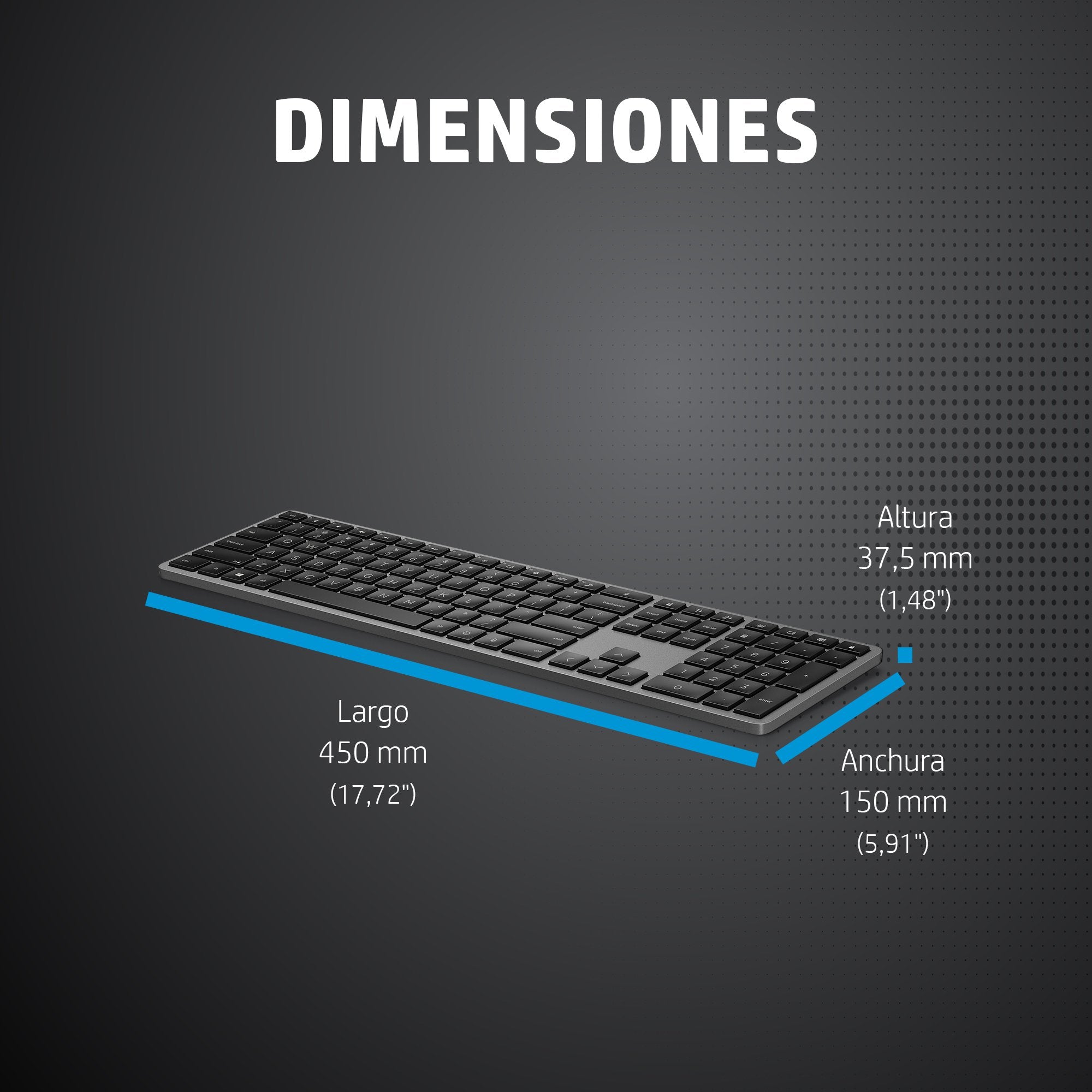 EAN 0196068099282 - HP 975 USB+BT Dual-Mode Wireless Keyboard teclado RF Wireless + Bluetooth Negro imagen 5