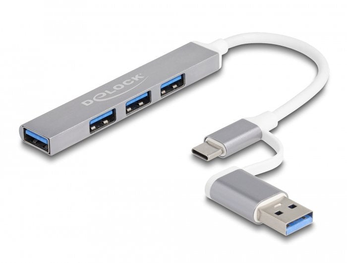 EAN 4043619642144 - DeLOCK 64214 hub de interfaz USB 3.2 Gen 1 (3.1 Gen 1) Type-A + Type-C 5000 Mbit/s Plata imagen 1