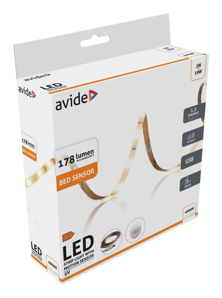 Avide Led Mreifen Bettsensor 5v Usb 1.2m 3w 3000k Single