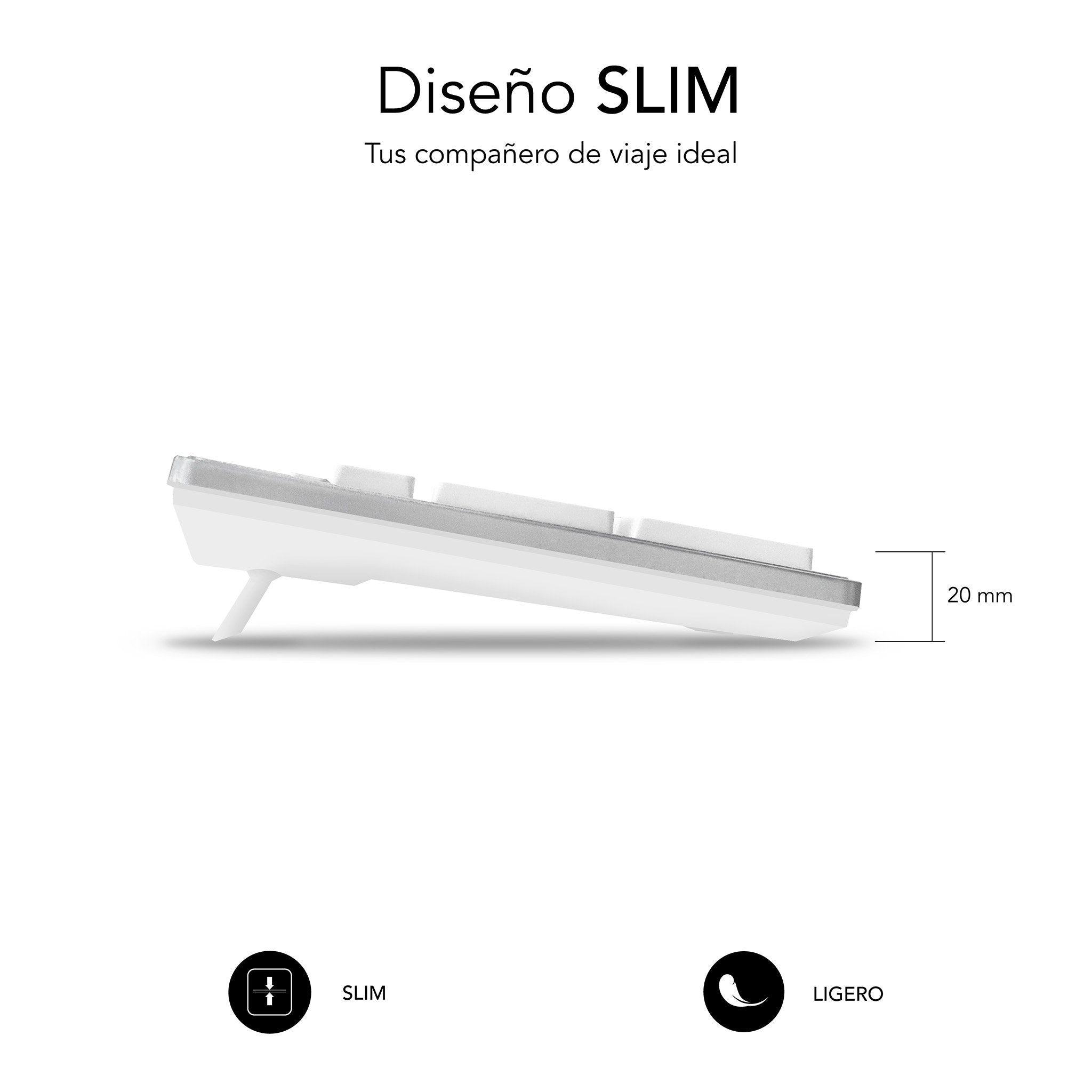 Teclado Subblim Wired Ergo Keys Silent Flat Hq Plata