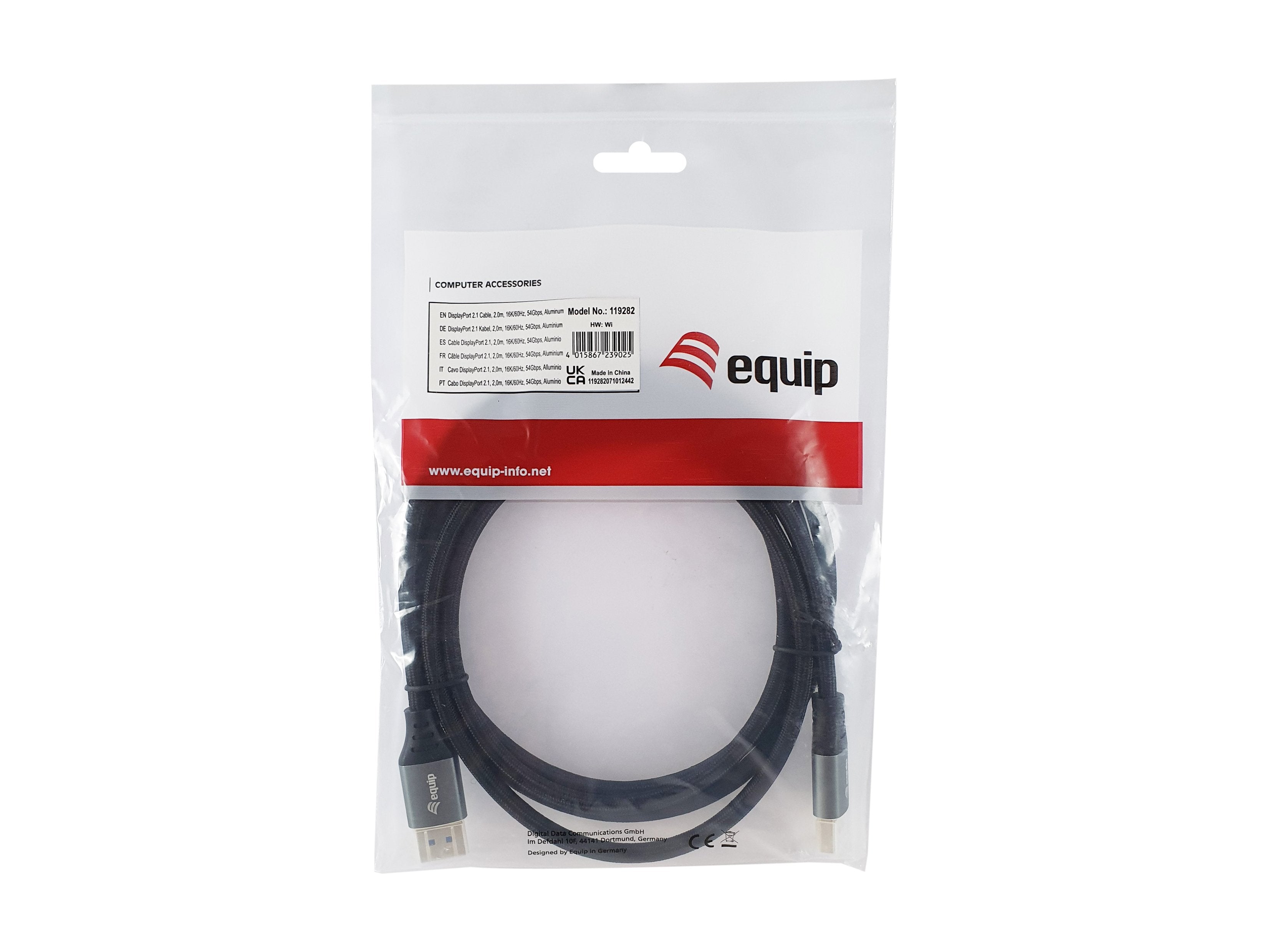 Equip Displayport 2.1 M M 2.00m16k 60hz Komp.Hdcp Alum. Gr