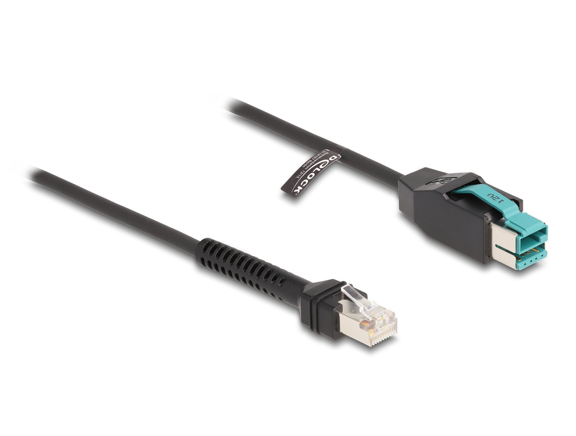 Delock 87995 Cable Rj50 En Espiral Macho A Poweredusb Macho, 12 V, 3 M, Negro