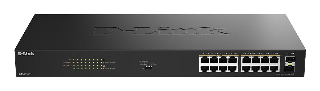 EAN 0790069477058 - D-Link DGS-1018P No administrado Gigabit Ethernet (10/100/1000) Energía sobre Ethernet (PoE) Negro imagen 1