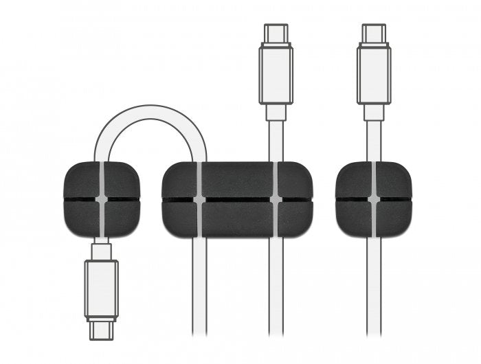 Delock Cablehalter Kombi Set 3 Stück Schwarz
