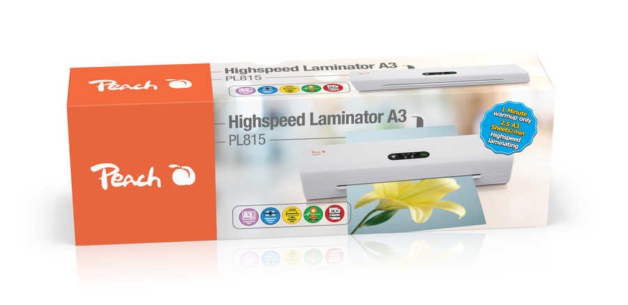 Laminadora Peach Pl815 Térmica 800 Mm/Min 33 Cm, Laminadora Térmica, 1 Min, 800 Mm/Min, 1600 W