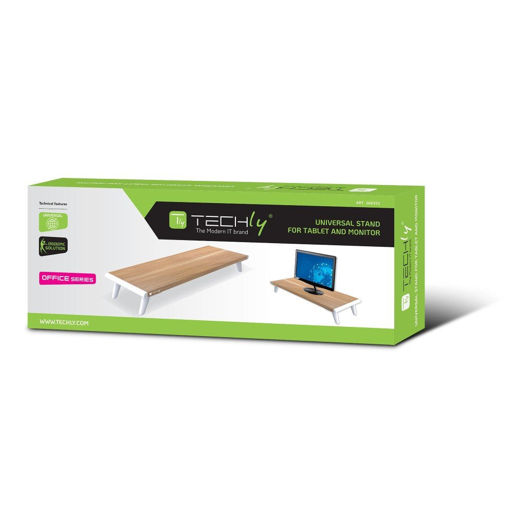 Techly Monitormänder Riser, Naturholz