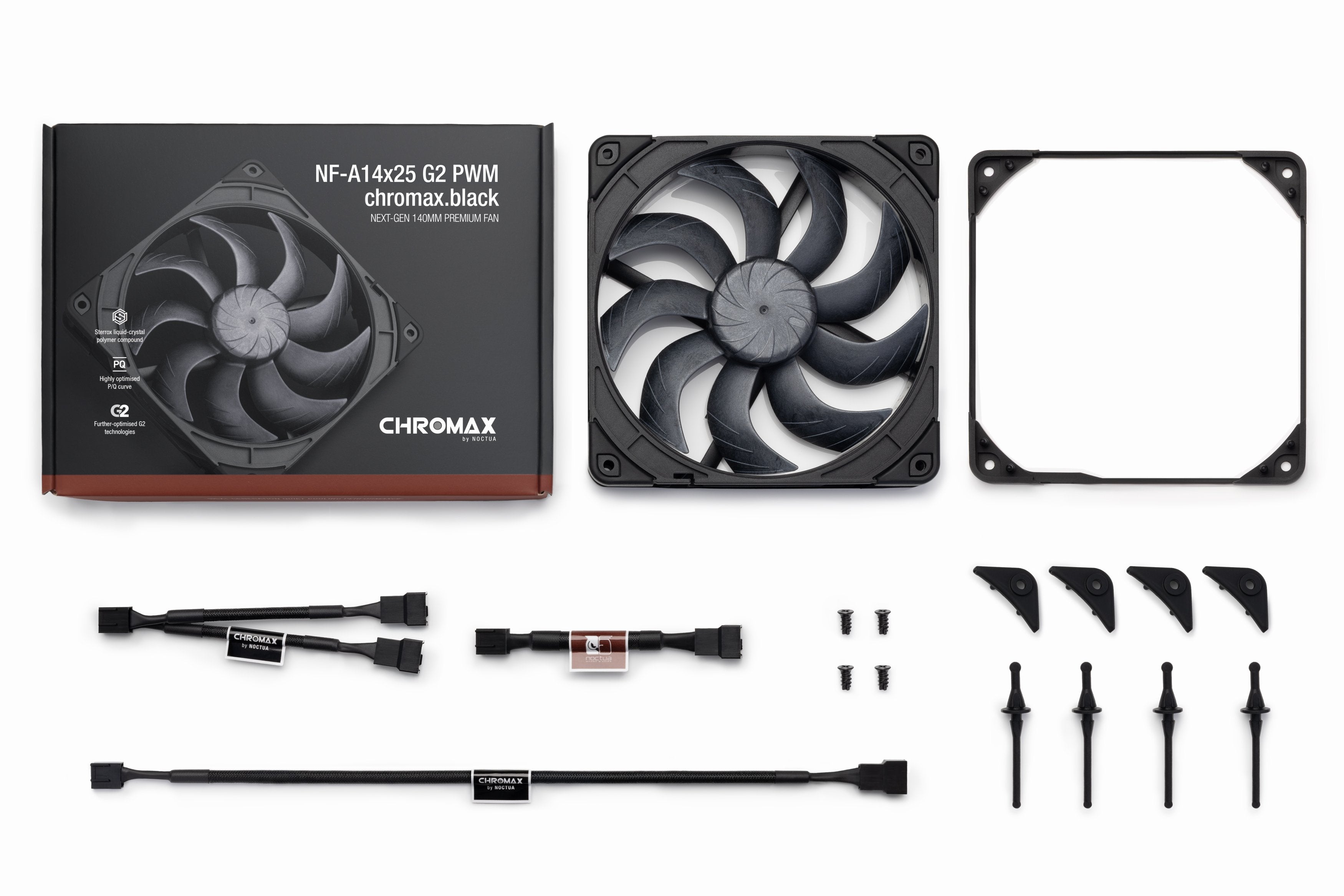 EAN 9010018100723 - Noctua NF-A14X25 G2 PWM CHROMAX.BLACK sistema de refrigeración para ordenador Carcasa del ordenador Venti imagen 9