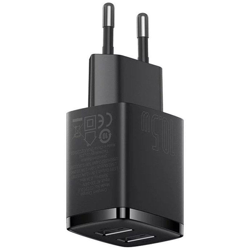 Baseus Travel Charger Compact Wall Charger U+U, 10.5w Eu Black (Ccxj010201)