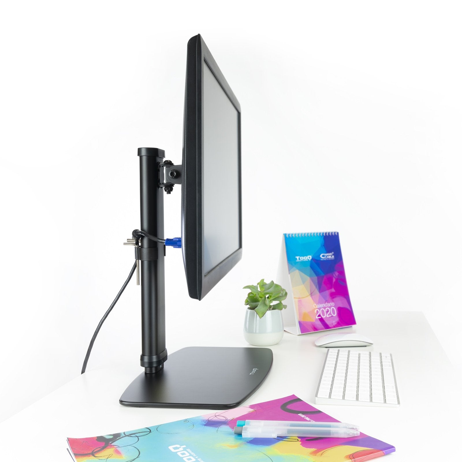 Tooq Soporte De Mesa Para Monitor De 17"-27" - Gestion De Cables - Peso Max 6kg - Vesa 100x100mm - Negro