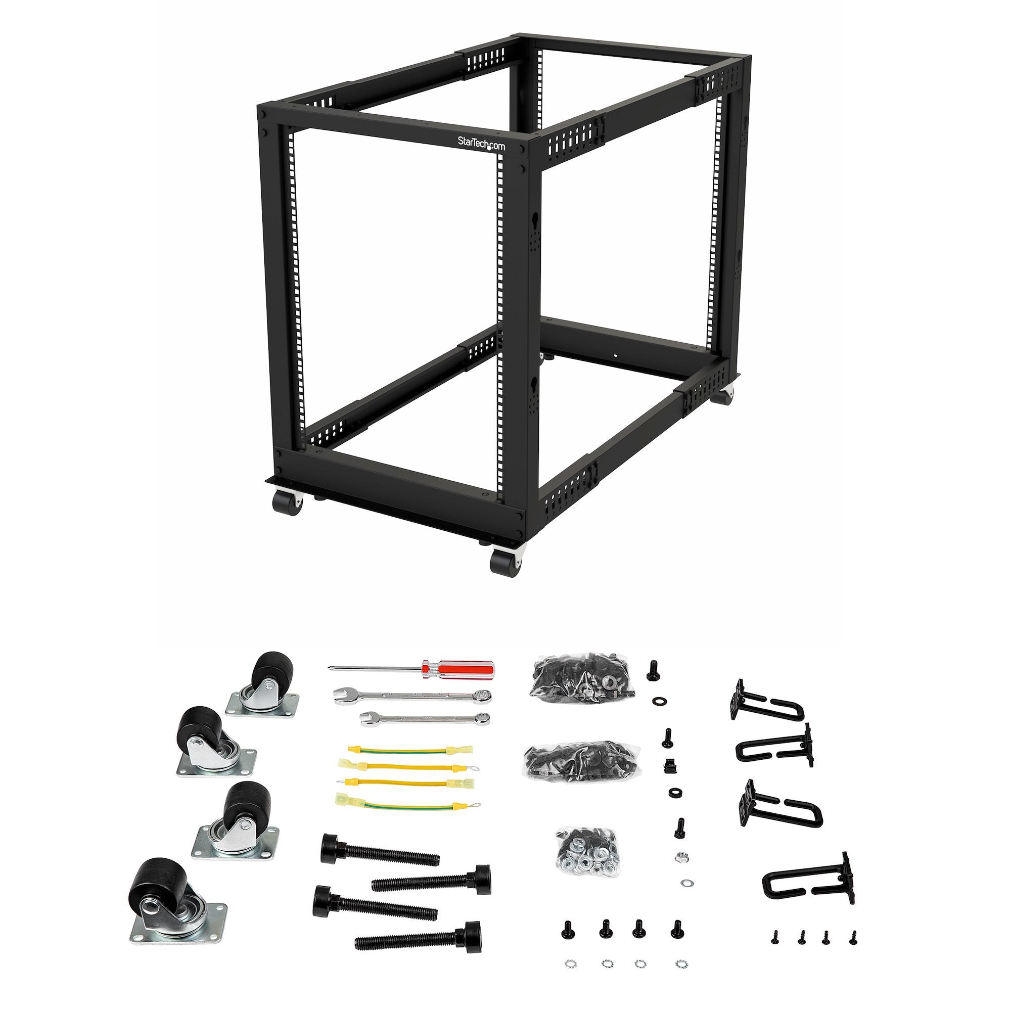 EAN 0065030887137 - StarTech.com 4POSTRACK15U armario rack Rack o bastidor independiente Negro imagen 7