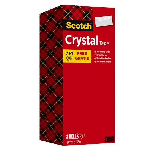 Scotch Pack De 8 Cintas Adhesivas - 19mm X 33m - Promocion 7 + 1 Gratis - Transparente