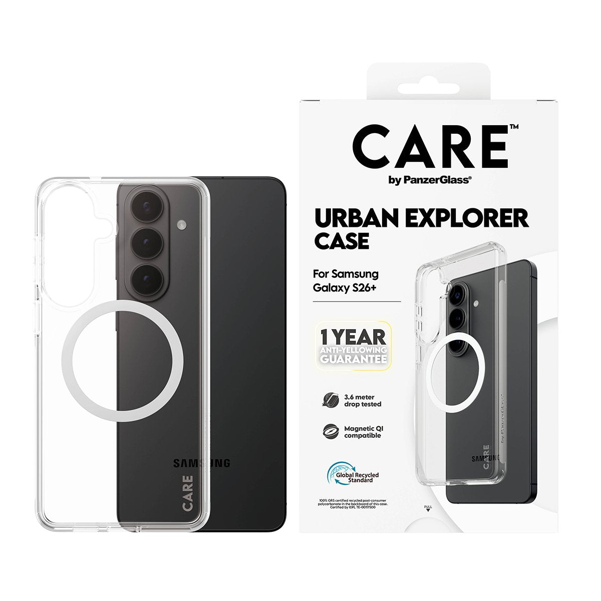 Panzerglass Care Urban Explorer Case Transparentee W. Blanco Qi Samsung Galaxy S26+