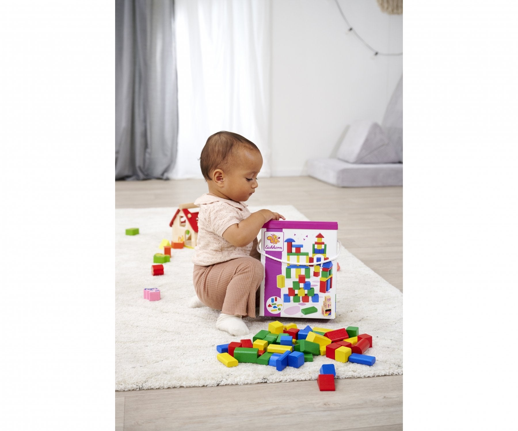 Eichhorn Bloques De Construcción De Madera De Colores 50, Juguetes De Construcción 100050161