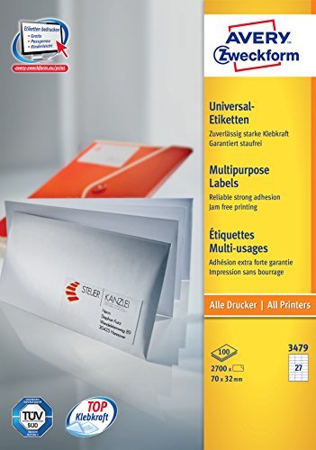 EAN 4004182034798 - Avery 3479 etiqueta de impresora Blanco Etiqueta para impresora autoadhesiva imagen 1