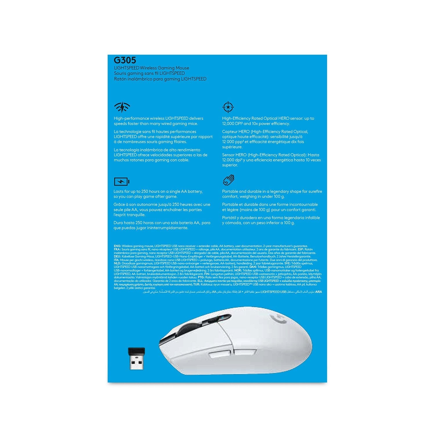 Logitech G305 Lightspeed Ratón Inalámbrico Gaming 12000dpi Blanco