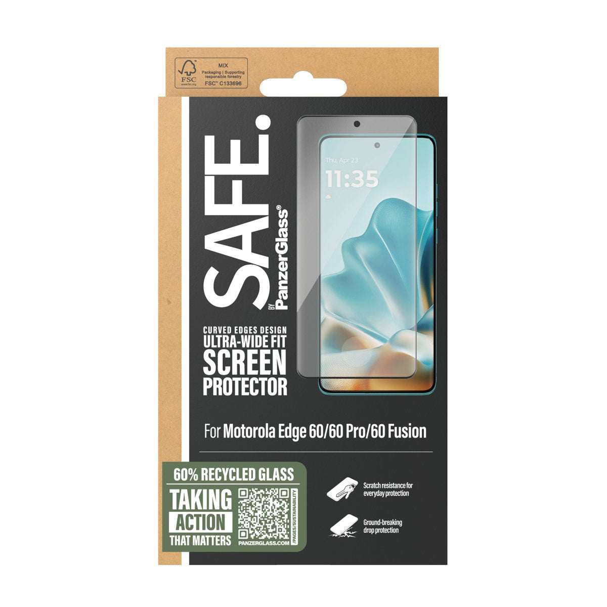 Panzerglass Safe. By ® Protector De Pantalla M. Negro Marco Motorola Edge 60 60 Pro 60 Fusion Ultra-Wide Fit, Motorola, Motorola - Edge 60 5g, Motorola - Edge 60 Pro 5g, Motorola - Edge 60 Fusion 5g, Trockene Aplicación, Resistente A