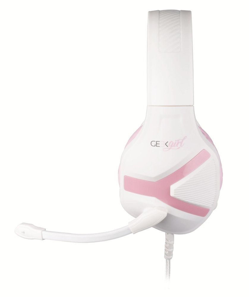 Auriculares Gaming Con Micrófono Konix Geek Girl Crystal Jack 3.5 Blancos Y Rosas