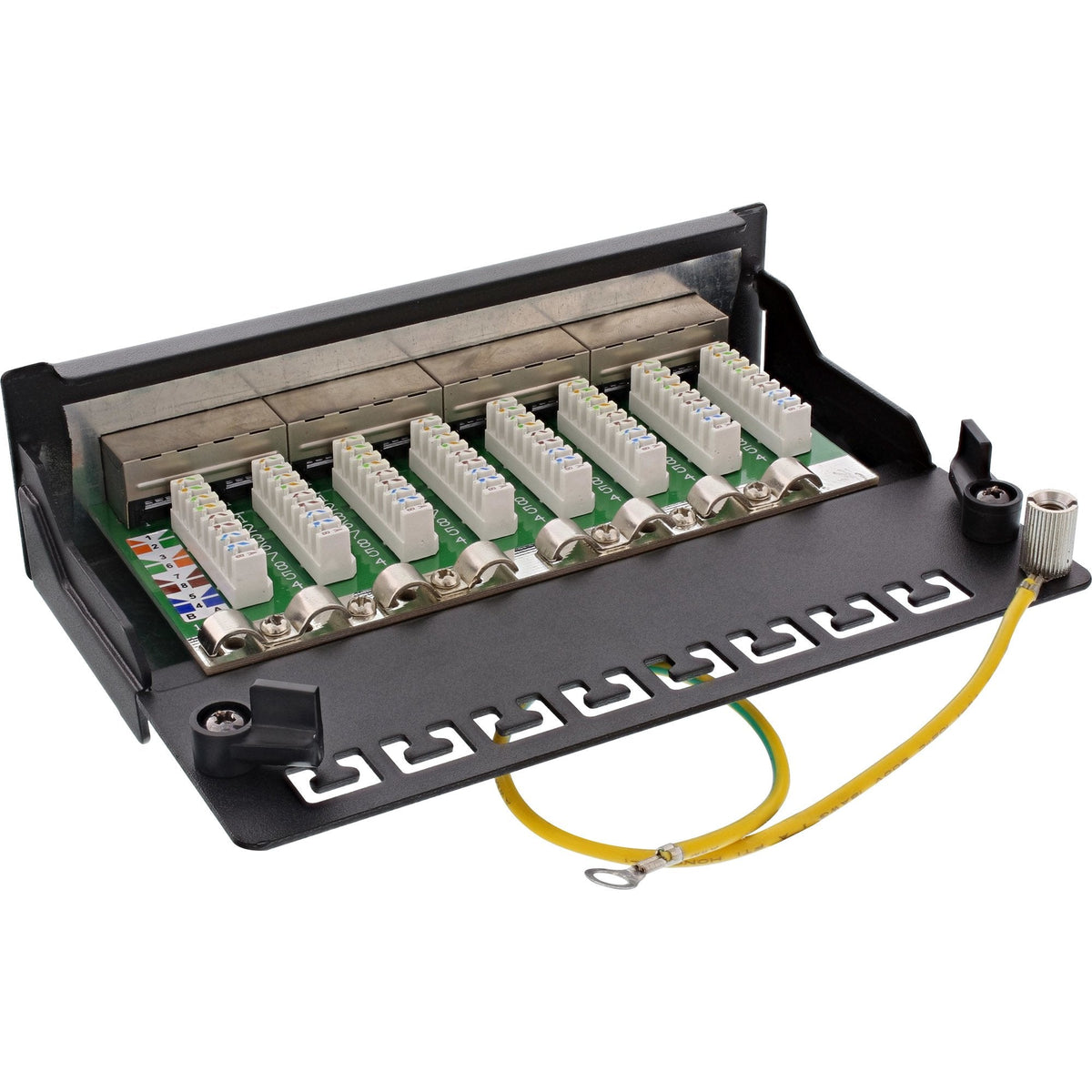 Inline Patch Panel Cat.6a Montaje De Mesa/Pared 8 Puertos Negro Ral9005