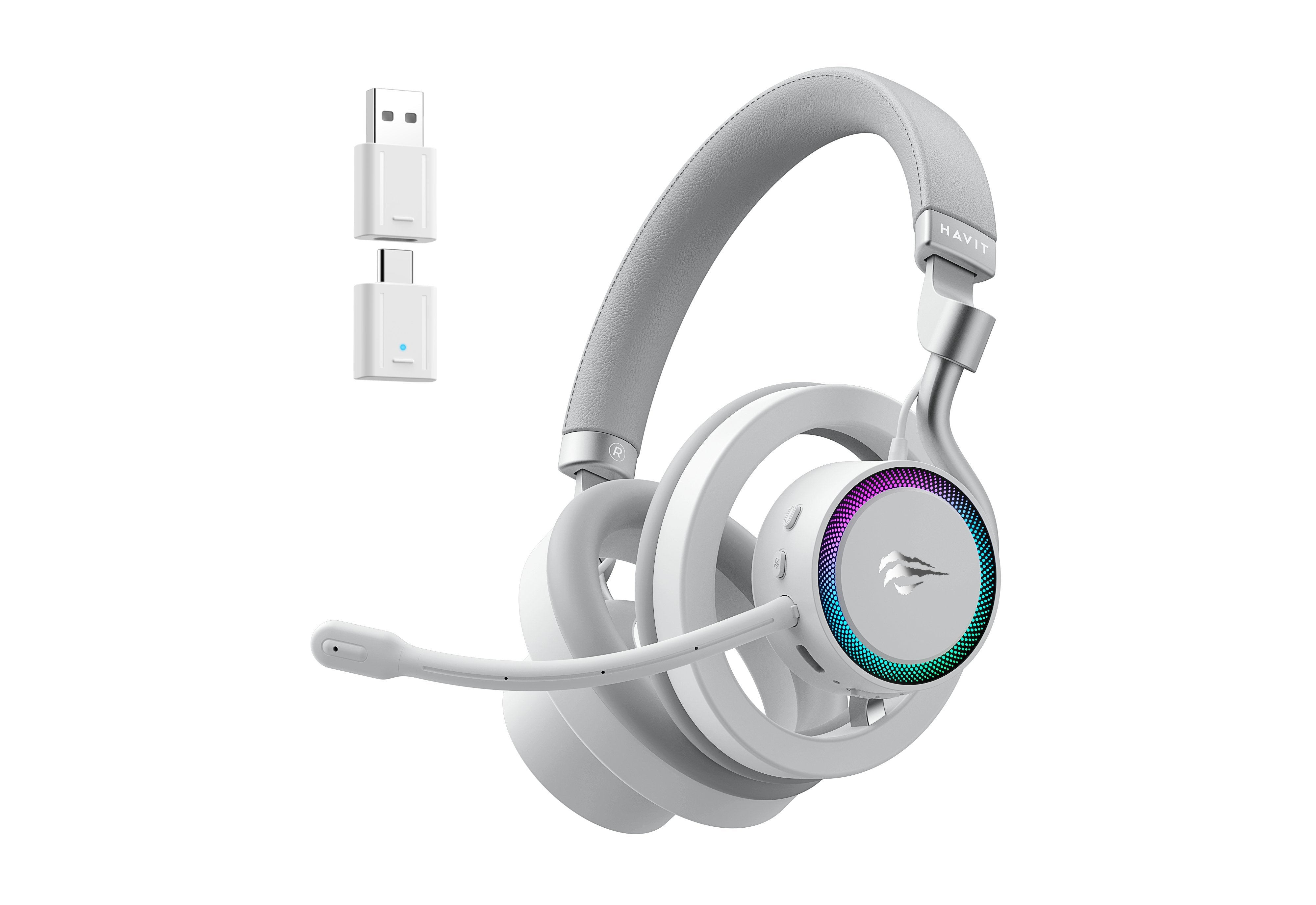 Auriculares Havit Fuxi-H8 Con Cable/Inalámbricos Para Juegos (Blancos)