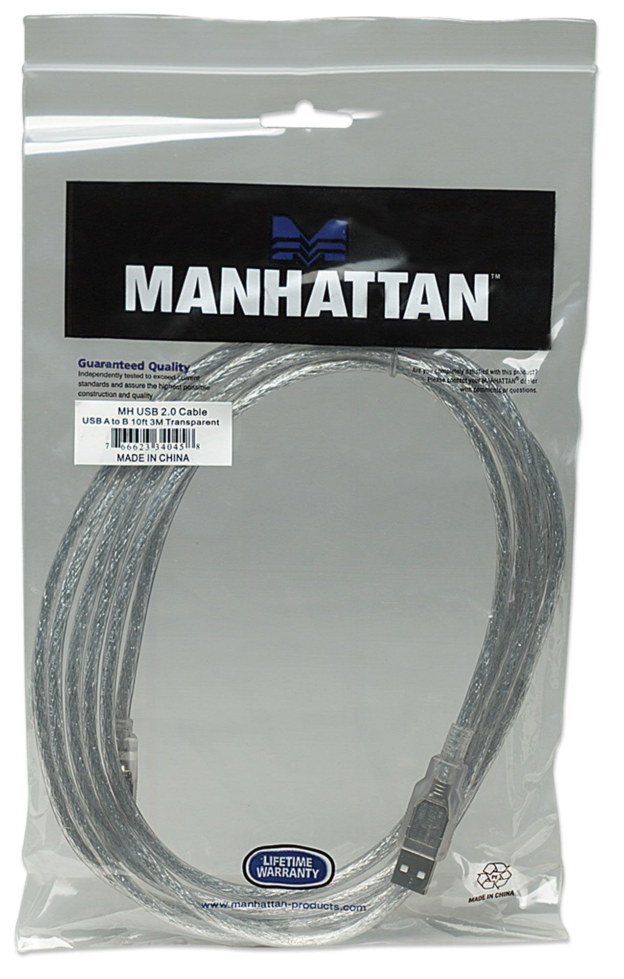 Cable Usb Manhattan Usb A/Usb B 3 M Macho/Macho