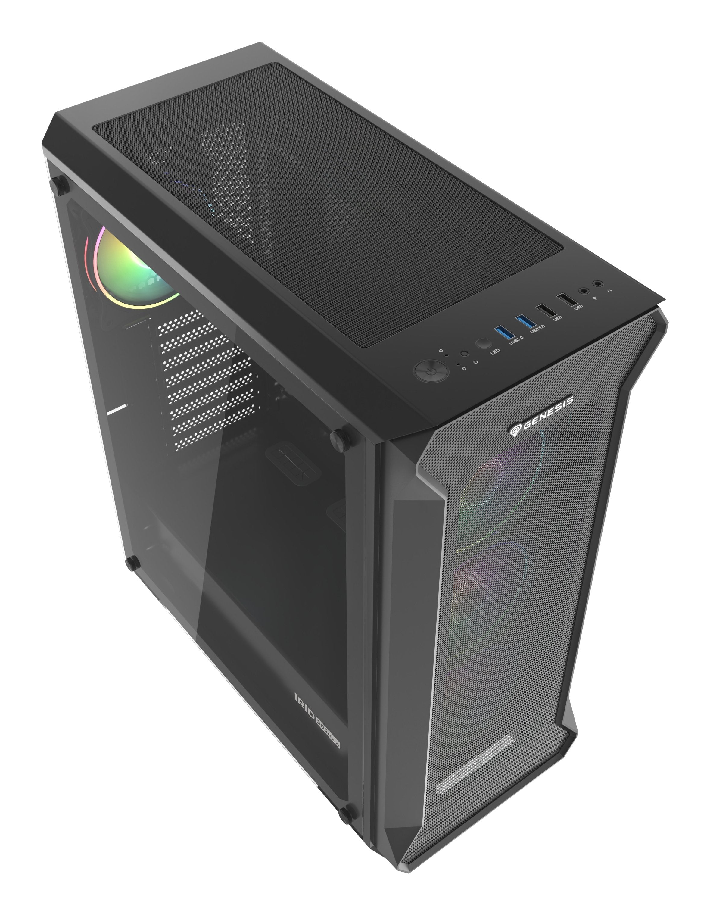 Caja Pc Gaming Genesis Irid 505 Argb Atx 2xusb 3.0 2xusb 2.0 S/F Cristal Templado