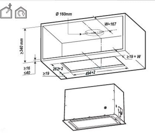 EAN 8020283049253 - Elica LANE BL MAT/A/72 Encastrada Negro, Gris 550 m³/h imagen 5